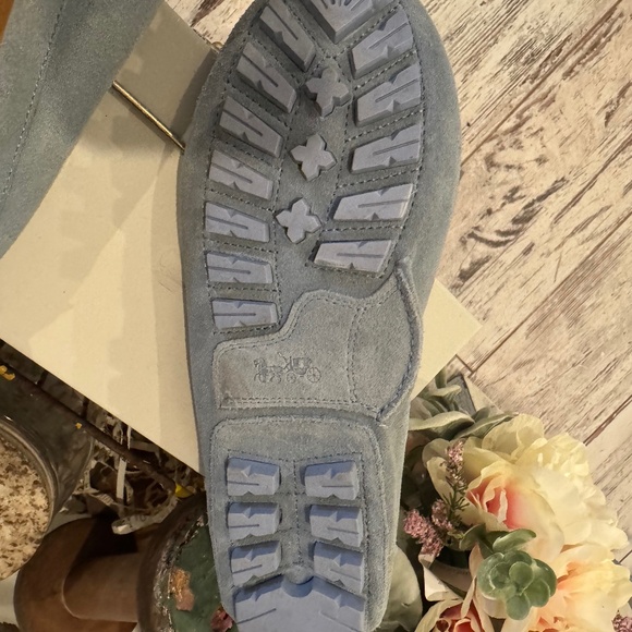 Coach ARLENE SUEDE Leather HORSE BIT Driving LOAFER Moccasin Light BLUE 9/39 - Picture 9 of 11